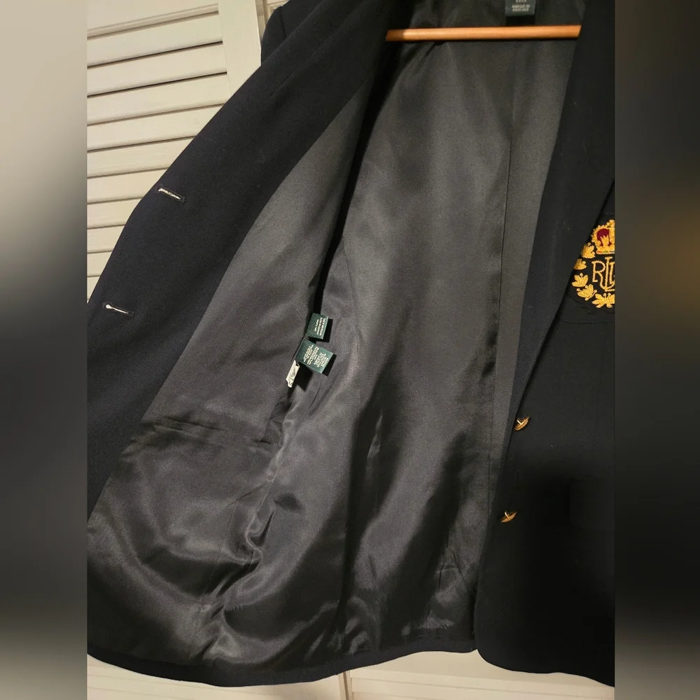 Lauren Ralph Lauren Black Women's Wool Crest Blazer - Picture 6 of 7